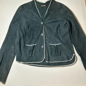 Rozae Nichols Teal Suede Vintage Cardigan K